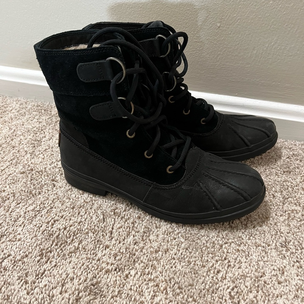 Women's Black Lace-Up UGG’s Boots